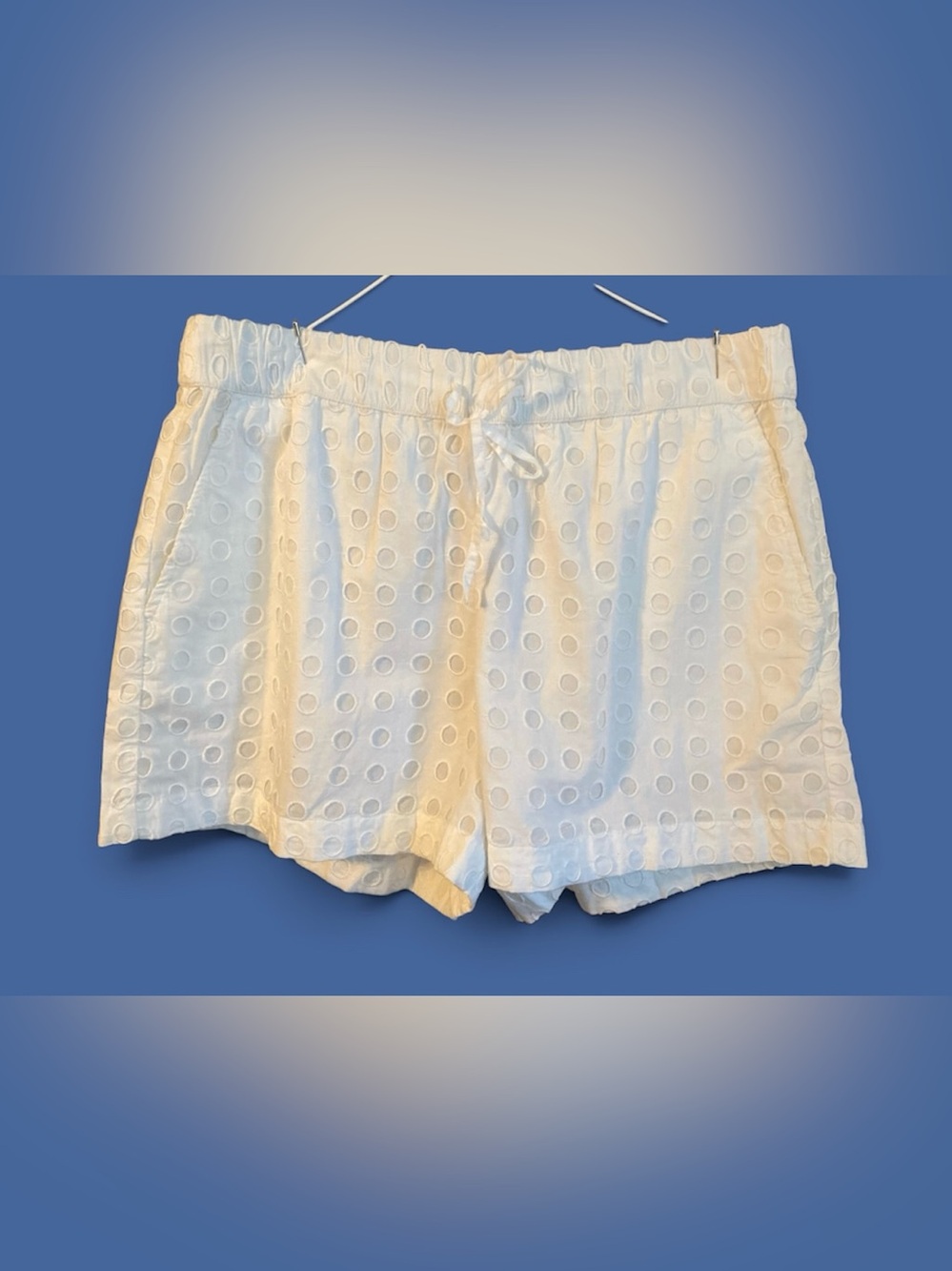 NWT LOFT Bright White Eyelet Lined Cotton Shorts Summer Cruise Beach High Waist